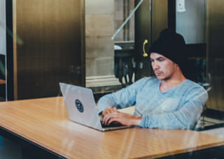 Man working on a laptop