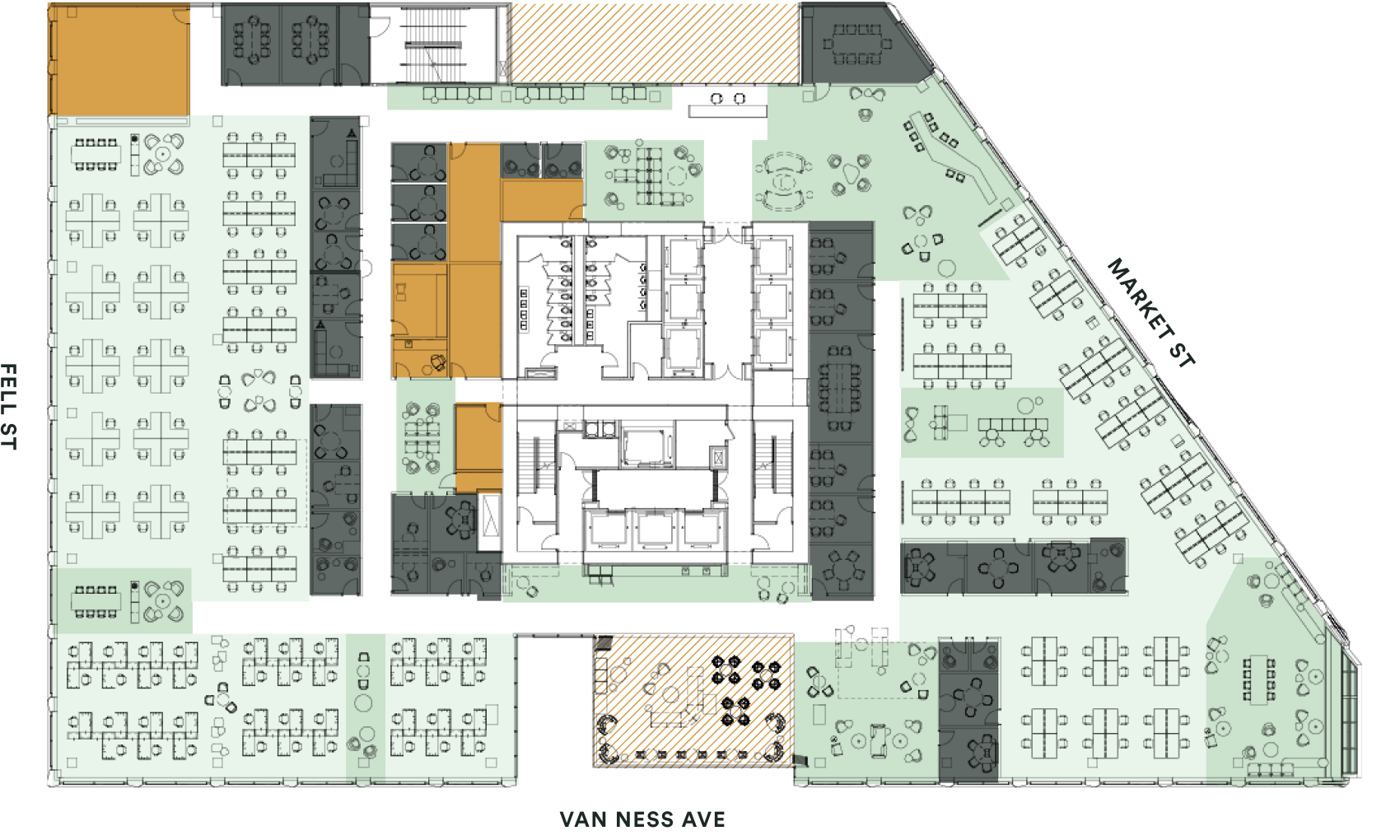 Test fit diagram showing a single floor layout option